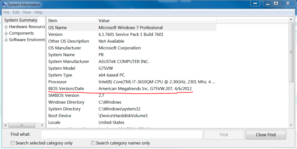 How to check BIOS System Information Tool msinfo32