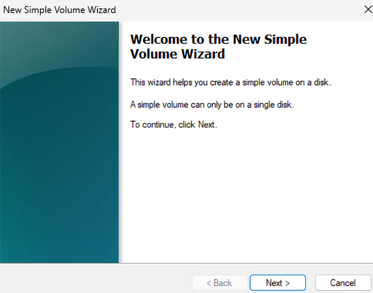New Simple Volume Wizard